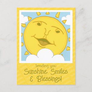 Cartão Postal Sorriso Ensolarado Fofo Recupere-se Logo