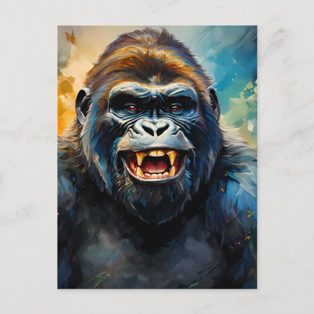 Cartão Postal Sorriso Grande de Gorilla (Frente)
