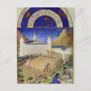 Cartão Postal Sorte de julho: Colheita e Ovelha