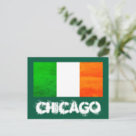 Cartão Postal Sorte e Orgulho de Chicago - Irlandês com Bandeira