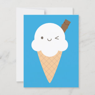 Cartão Postal Sorvete Cone Kawaii