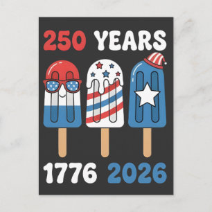 Cartão Postal Sorvete de 250 anos 1776 2026 4 de julho