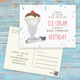Cartão Postal Sorvete de Aniversário Moderno Sprinkles