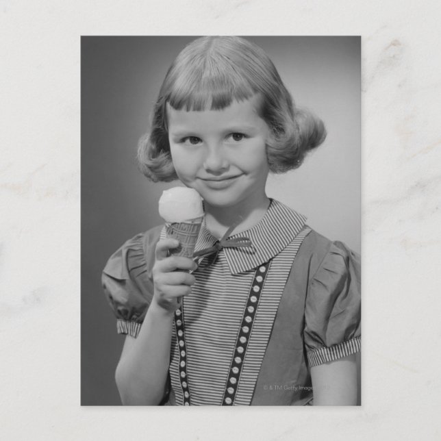 Cartão Postal Sorvete de Comida de Menina (Frente)