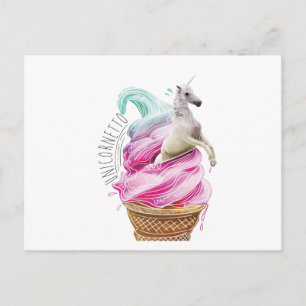 Cartão Postal Sorvete de diversão do Unicorn Cornetto