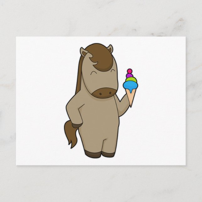 Cartão Postal Sorvete de waffle de cavalo (Frente)