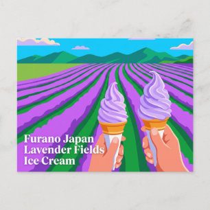 Cartão Postal Sorvete dos Campos de Lavanda de Furano Japão