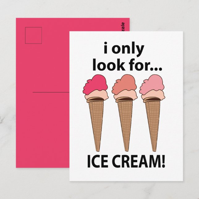 Cartão Postal Sorvete Eu Só Procuro Sorvete (Frente/Verso)