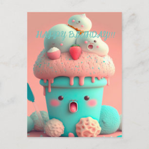 Cartão Postal Sorvete Kawaii