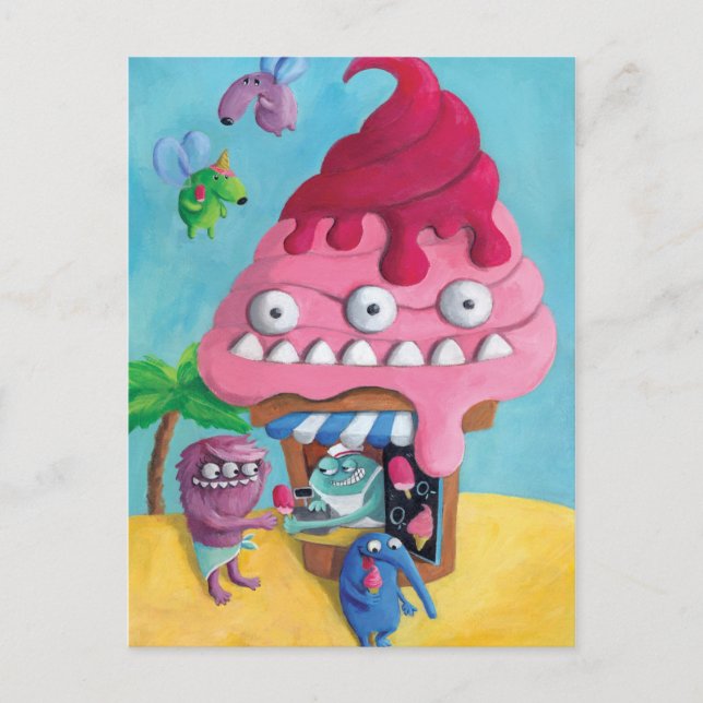 Cartão Postal sorvete na praia (Frente)