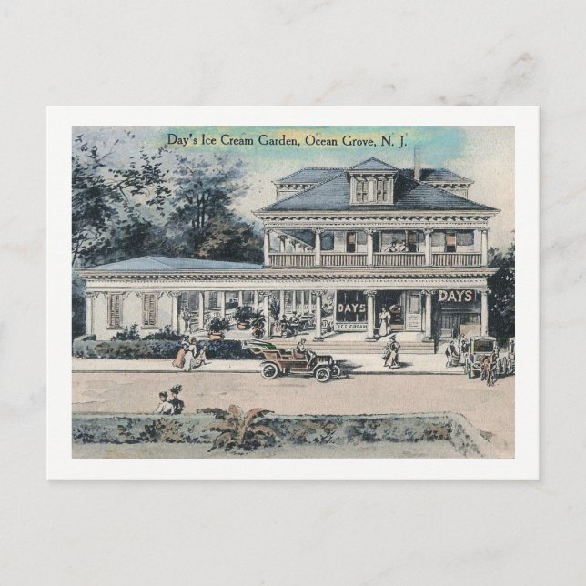 Cartão Postal Sorvete, Ocean Grove, NJ Vintage (Frente)