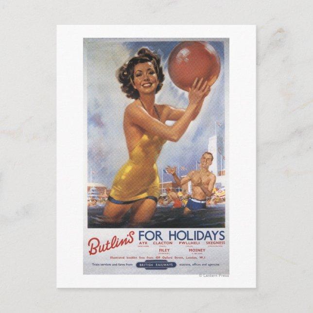 Cartão Postal Sósia de Ava Gardner nos Acampamentos Butlin's (Frente)