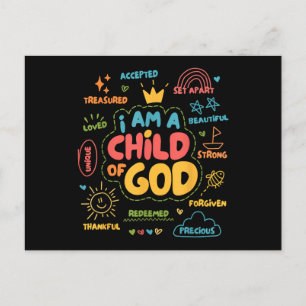 Cartão Postal Sou Criança de Deus, Retro Cristão Jesus Faith De