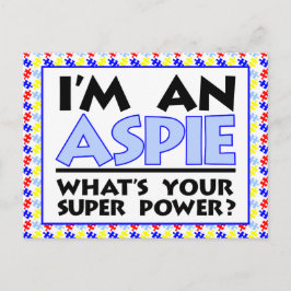 Cartão Postal Sou um Aspie. Qual é o seu super poder?