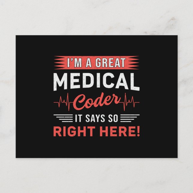 Cartão Postal Sou um programador de código médico de Excelente c (Frente)