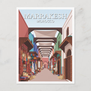 Cartão Postal Souk Semmarine Marrakesh Marrocos Lembrança