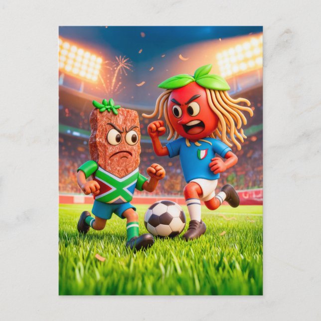 Cartão Postal South African biltong versus Italian spaghetti soc (Frente)