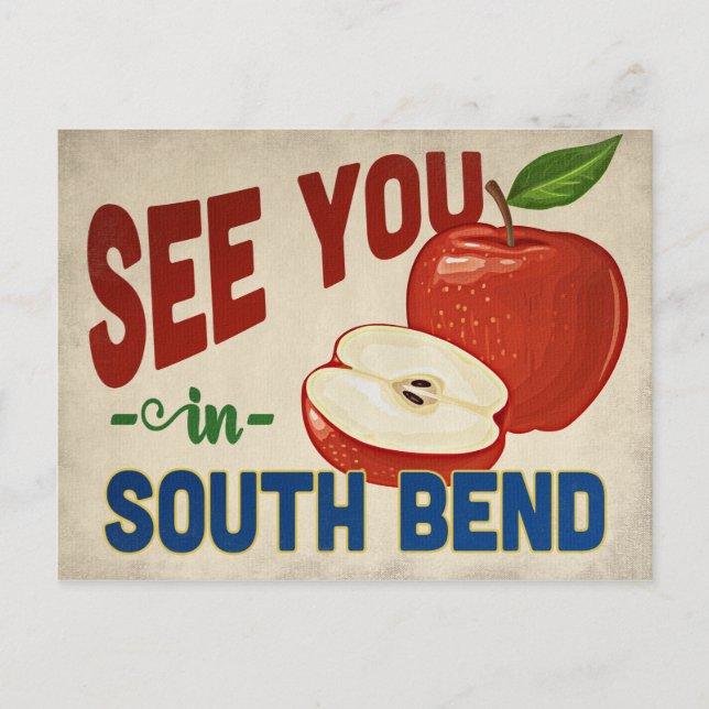 Cartão Postal South Bend Indiana Apple - Viagens vintage (Frente)