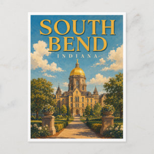 Cartão Postal South Bend Indiana Golden Dome GeoSaga