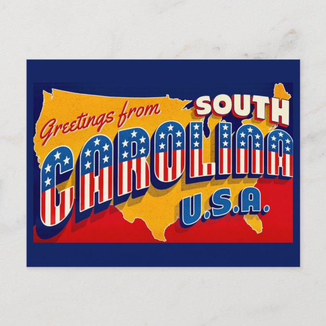 Cartão Postal South Carolina Patriotic Greeting Postcard (Frente)