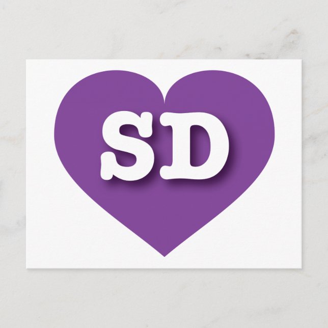 Cartão Postal South Dakota Purple Heart - Eu amo SD (Frente)
