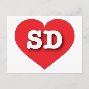 Cartão Postal South Dakota Red Heart - Eu amo SD