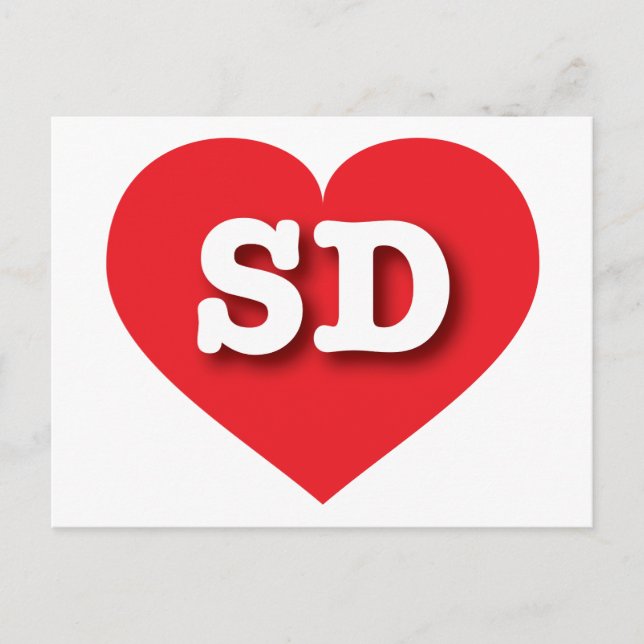 Cartão Postal South Dakota Red Heart - Eu amo SD (Frente)