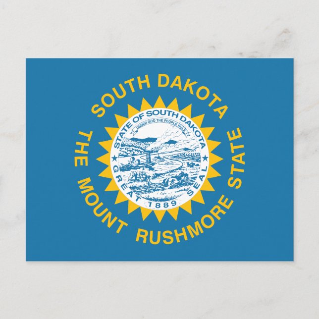 Cartão Postal South Dakota State Flag Golden Rays Souvenir (Frente)