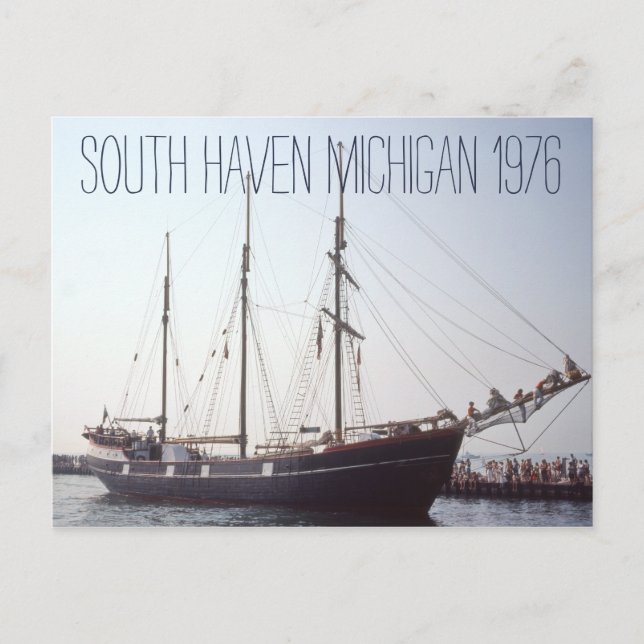 Cartão Postal South Haven Michigan Tall Ship 1976 (Frente)
