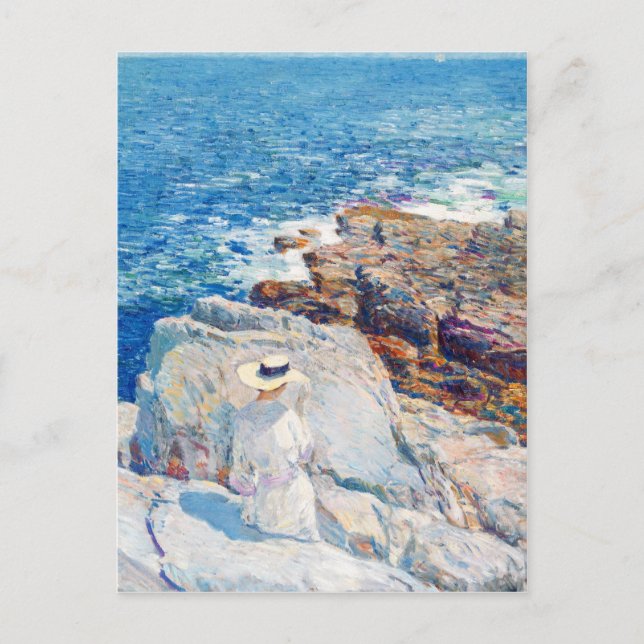 Cartão Postal South Ledges, Appledore, por Childe Hassam (Frente)