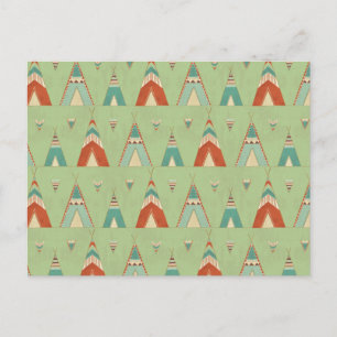 Cartão Postal Southwest Geo Step Padrão Green Teepee
