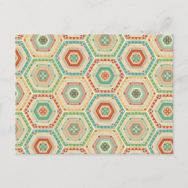 Cartão Postal Southwest Geo Step | Southwest Hexagon Pattern (Frente)