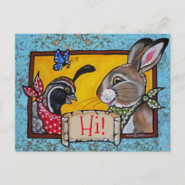 Cartão Postal Southwest Hi Hello Rabbit Quail Souvenir