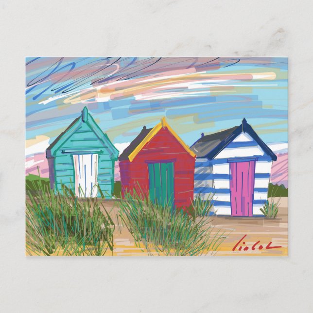 Cartão Postal Southwold Beach Huts (Frente)
