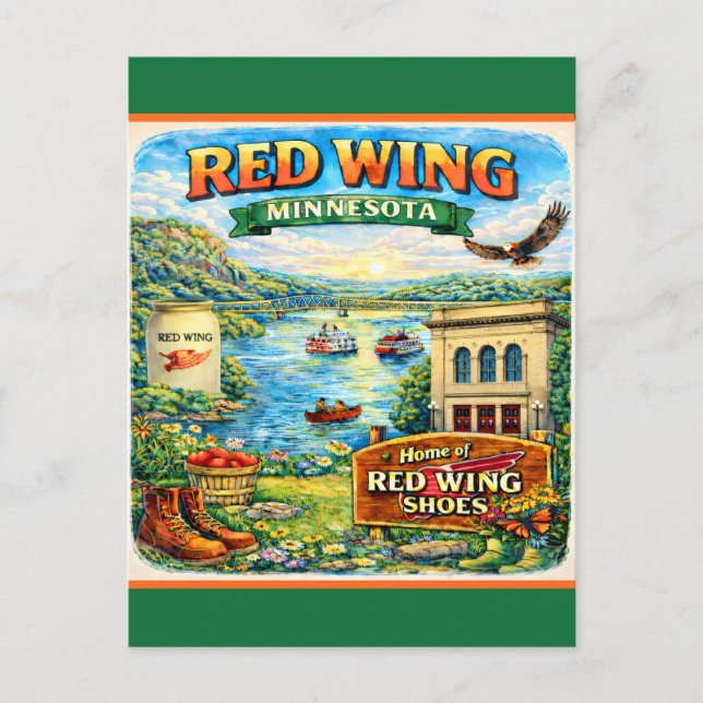 Cartão Postal Souvenir de Red Wing, Minnesota (Frente)