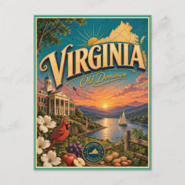 Cartão Postal Souvenir de Viagem Retro da Virgínia