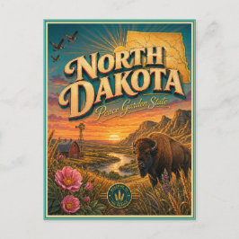 Cartão Postal Souvenir de Viagem Retrô de Dakota d