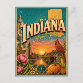 Cartão Postal Souvenir de Viagem Retro de Indiana