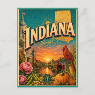 Cartão Postal Souvenir de Viagem Retro de Indiana
