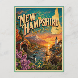 Cartão Postal Souvenir de Viagem Retro de New Hamp