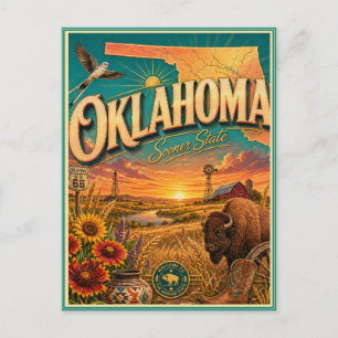 Cartão Postal Souvenir de Viagem Retro de Oklahoma