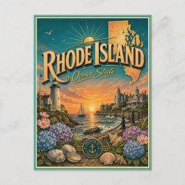 Cartão Postal Souvenir de Viagem Retro de Rhode Is