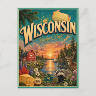 Cartão Postal Souvenir de Viagem Retro de Wisconsi