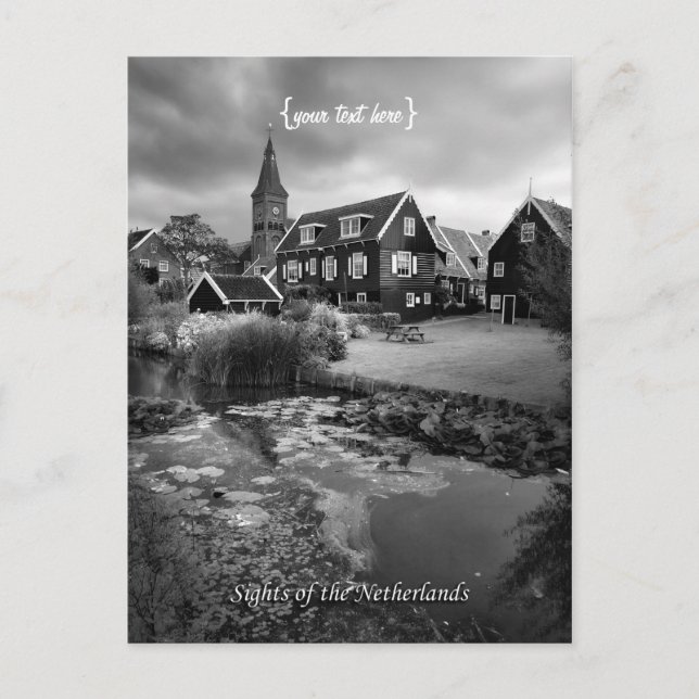 Cartão Postal Souvenir dos Países Baixos, Aldeia Bonito de Marke (Frente)