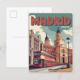 Cartão Postal Souvenirs de espanha de ônibus de Madrid, presente