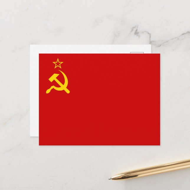 Cartão Postal Soviet Union Flag, USSR, CCCP, Communism, Lenin (Frente/Verso In Situ)