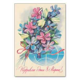 Cartão postal soviético com 8 de março