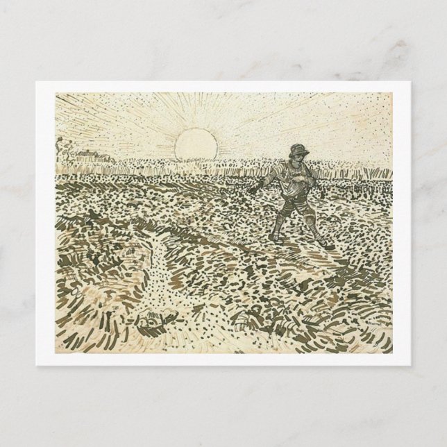 Cartão Postal Sower with Setting Sun, Van Gogh Fine Art (Frente)