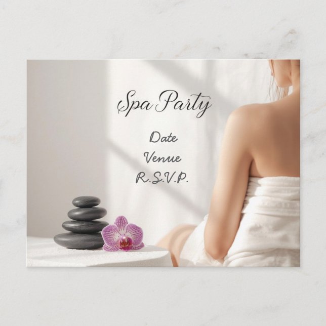 Cartão Postal Spa Party Minimal Wellness Design (Frente)