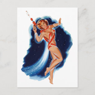 Cartão Postal Space Kitsch Girl Pin Up
